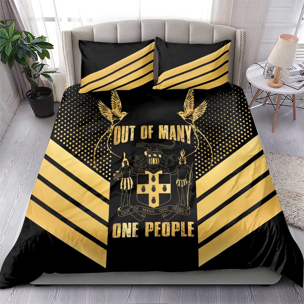 Jamaica Independence Day Bedding Set Out Of Many One People Gold Color
