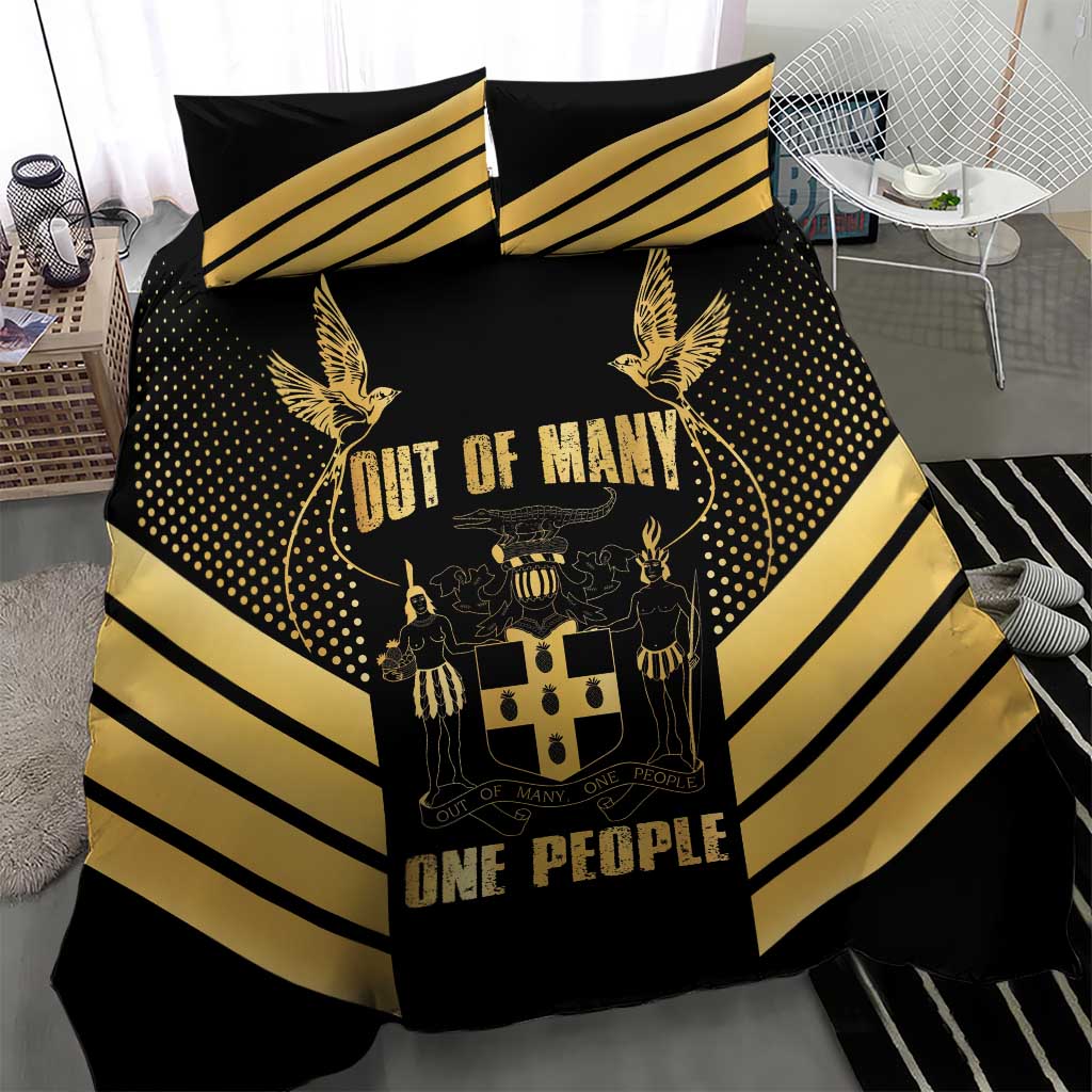 Jamaica Independence Day Bedding Set Out Of Many One People Gold Color