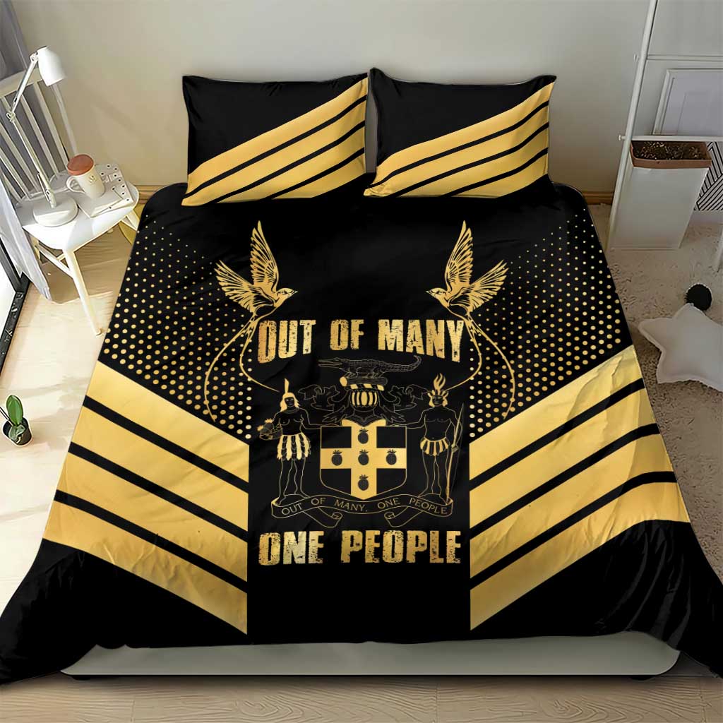 Jamaica Independence Day Bedding Set Out Of Many One People Gold Color