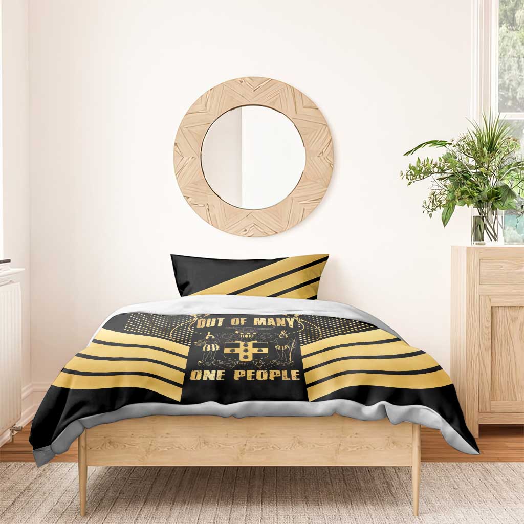 Jamaica Independence Day Bedding Set Out Of Many One People Gold Color