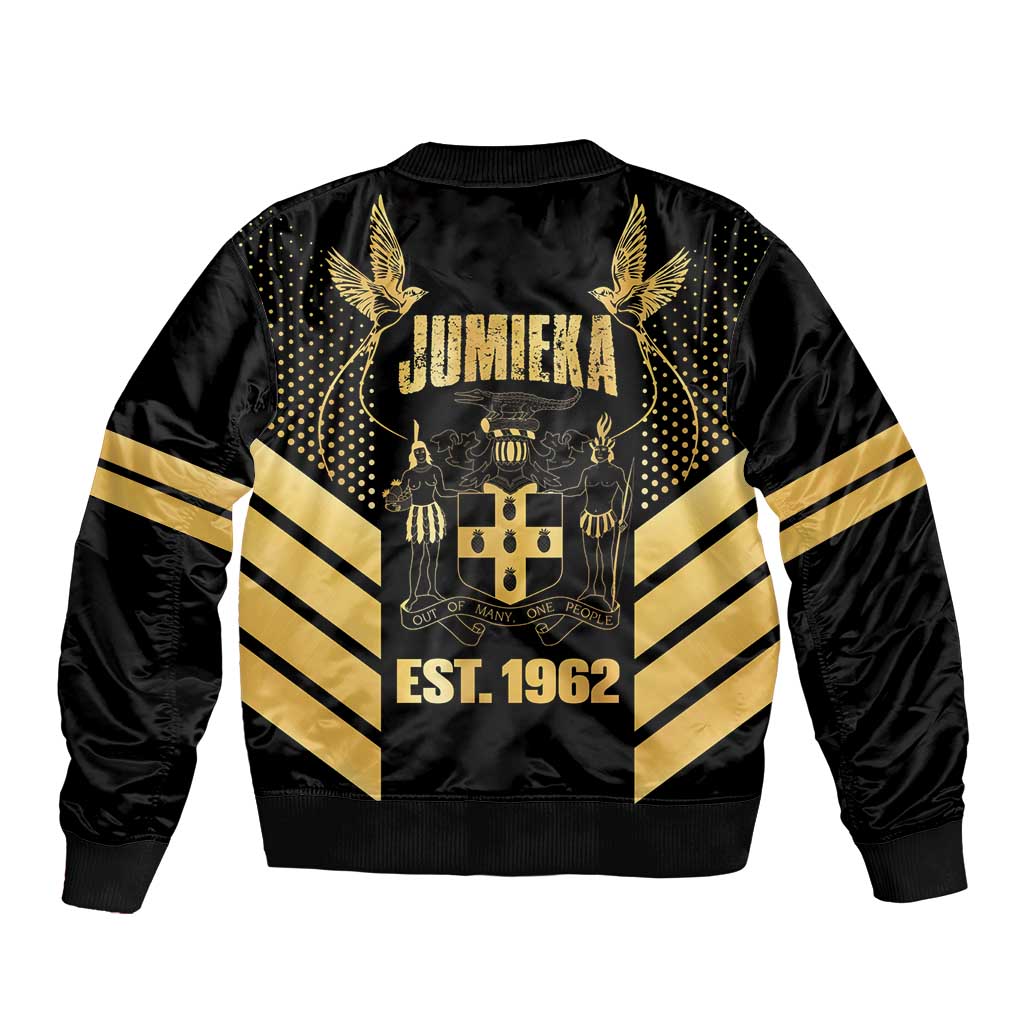 Jamaica Independence Day Bomber Jacket Out Of Many One People Gold Color