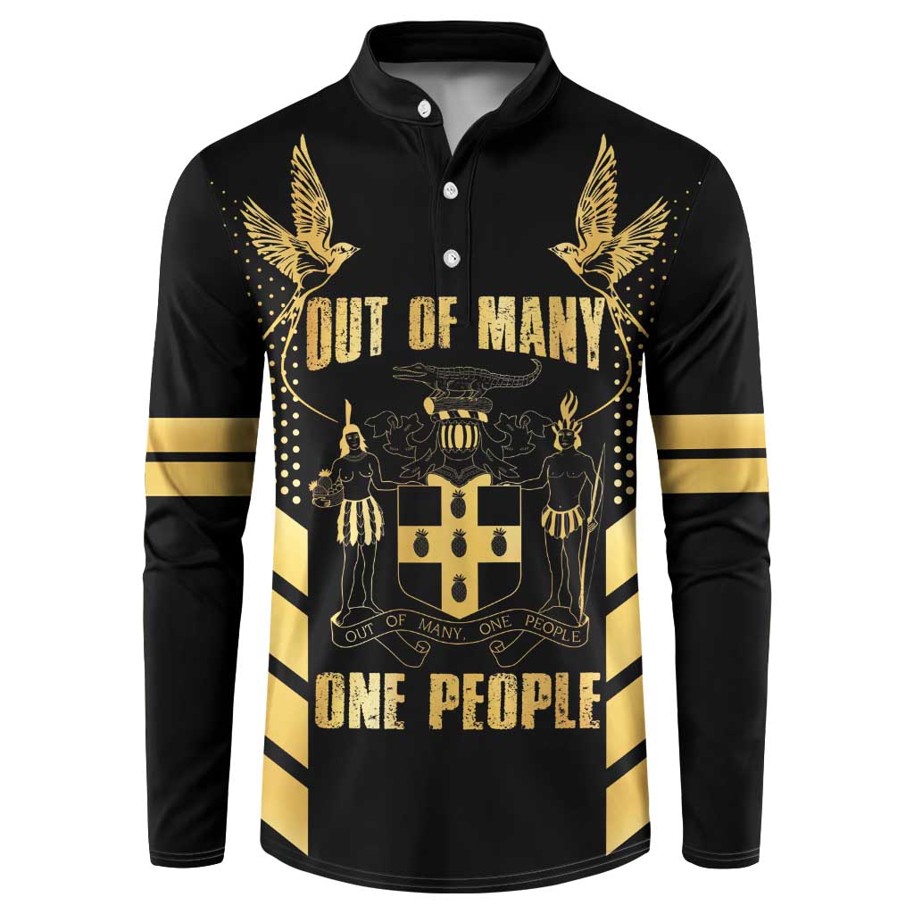 Jamaica Independence Day Button Sweatshirt Out Of Many One People Gold Color