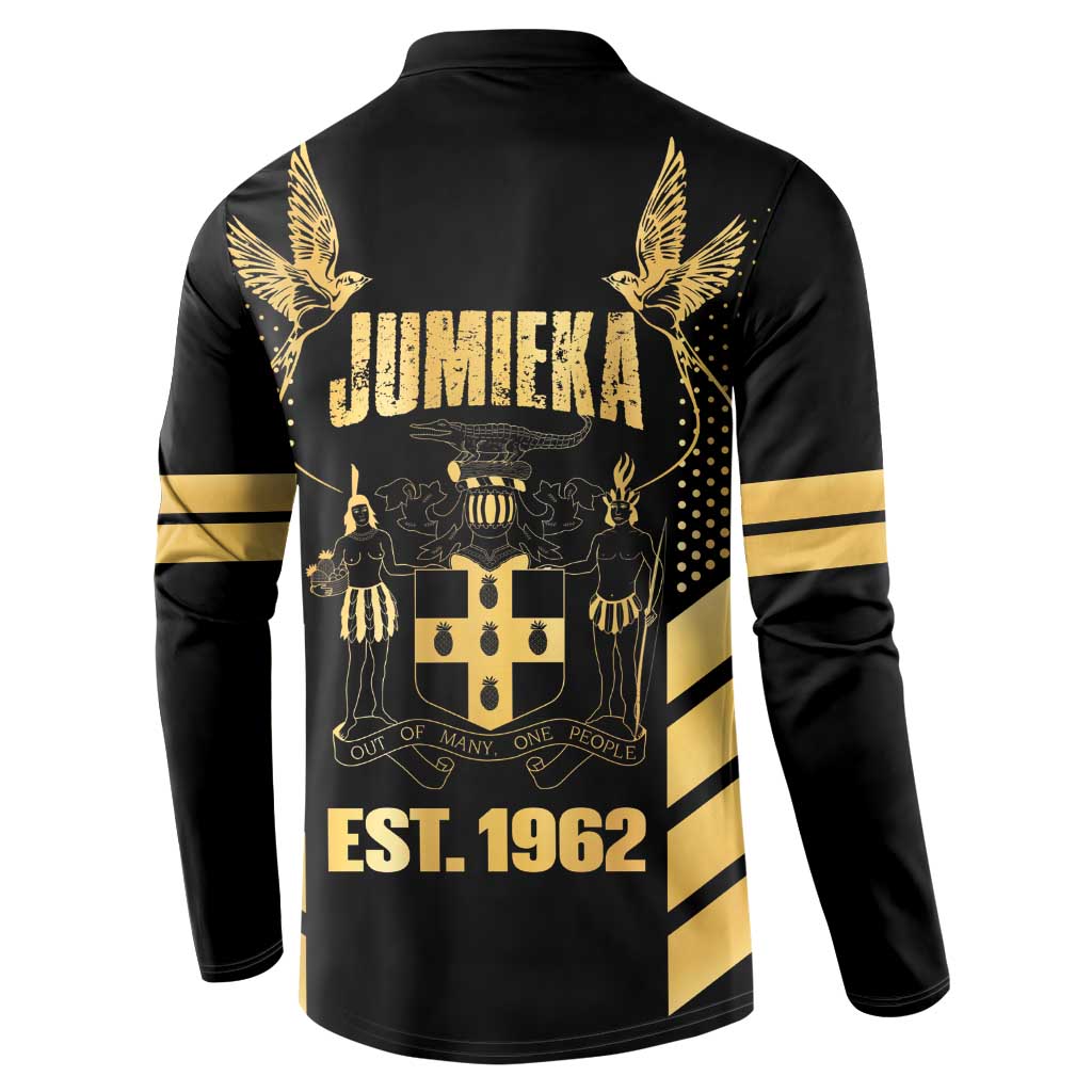 Jamaica Independence Day Button Sweatshirt Out Of Many One People Gold Color