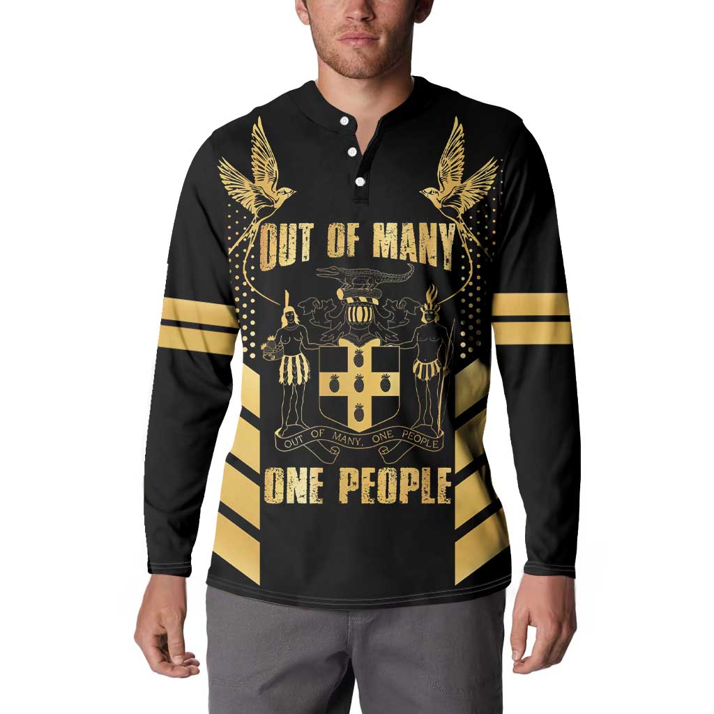 Jamaica Independence Day Button Sweatshirt Out Of Many One People Gold Color