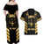 Jamaica Independence Day Couples Matching Off Shoulder Maxi Dress and Hawaiian Shirt Out Of Many One People Gold Color
