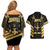Jamaica Independence Day Couples Matching Off Shoulder Short Dress and Hawaiian Shirt Out Of Many One People Gold Color