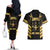 Jamaica Independence Day Couples Matching Off The Shoulder Long Sleeve Dress and Hawaiian Shirt Out Of Many One People Gold Color