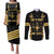 Jamaica Independence Day Couples Matching Puletasi and Long Sleeve Button Shirt Out Of Many One People Gold Color