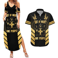 Jamaica Independence Day Couples Matching Summer Maxi Dress and Hawaiian Shirt Out Of Many One People Gold Color
