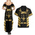 Jamaica Independence Day Couples Matching Summer Maxi Dress and Hawaiian Shirt Out Of Many One People Gold Color