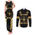 Jamaica Independence Day Couples Matching Tank Maxi Dress and Long Sleeve Button Shirt Out Of Many One People Gold Color