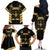 Jamaica Independence Day Family Matching Off The Shoulder Long Sleeve Dress and Hawaiian Shirt Out Of Many One People Gold Color