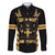 Jamaica Independence Day Family Matching Off Shoulder Short Dress and Hawaiian Shirt Out Of Many One People Gold Color