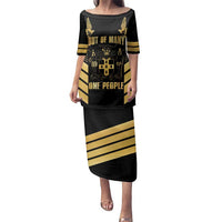 Jamaica Independence Day Family Matching Puletasi and Hawaiian Shirt Out Of Many One People Gold Color