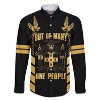 Jamaica Independence Day Family Matching Short Sleeve Bodycon Dress and Hawaiian Shirt Out Of Many One People Gold Color