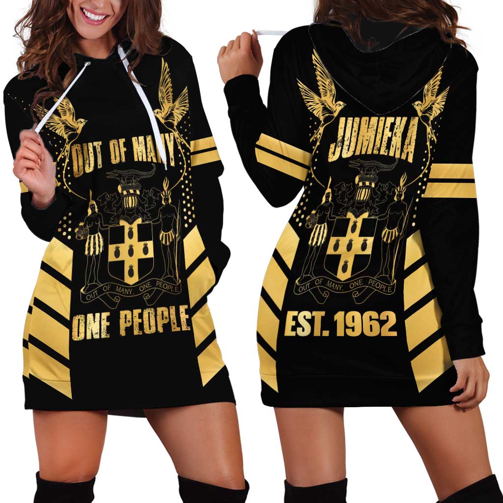 Jamaica Independence Day Hoodie Dress Out Of Many One People Gold Color