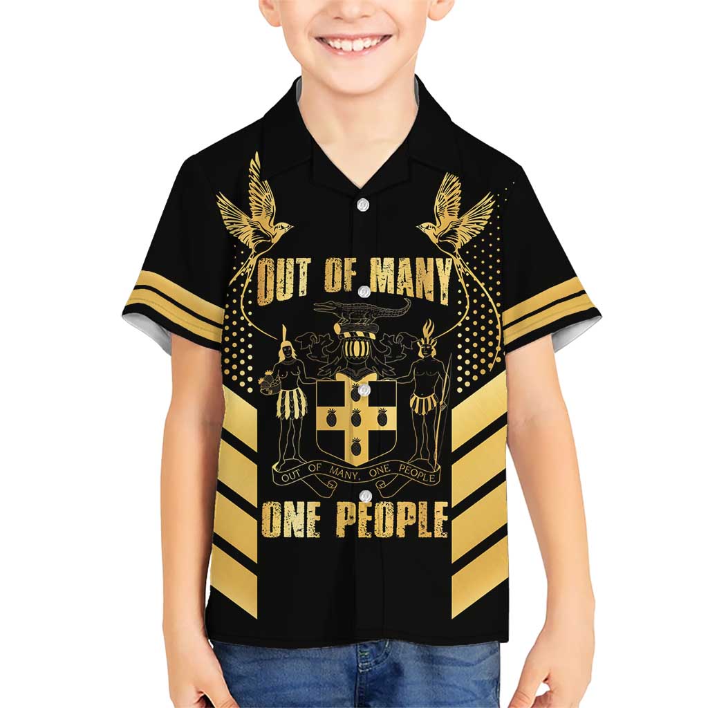 Jamaica Independence Day Kid Hawaiian Shirt Out Of Many One People Gold Color