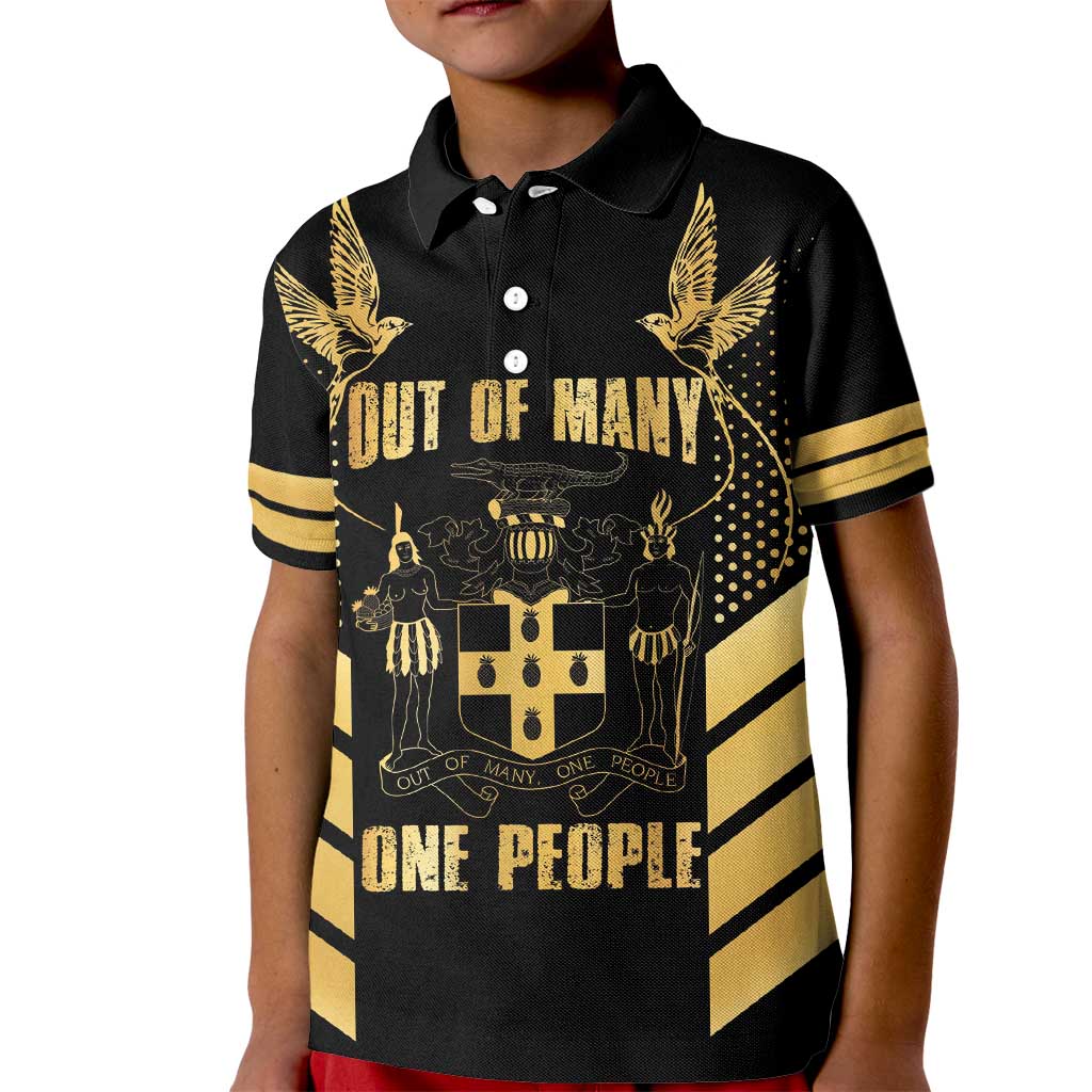 Jamaica Independence Day Kid Polo Shirt Out Of Many One People Gold Color