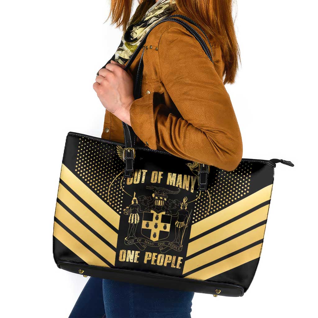 Jamaica Independence Day Leather Tote Bag Out Of Many One People Gold Color