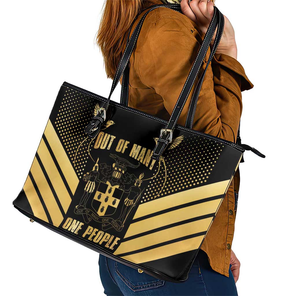 Jamaica Independence Day Leather Tote Bag Out Of Many One People Gold Color