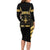 Jamaica Independence Day Long Sleeve Bodycon Dress Out Of Many One People Gold Color