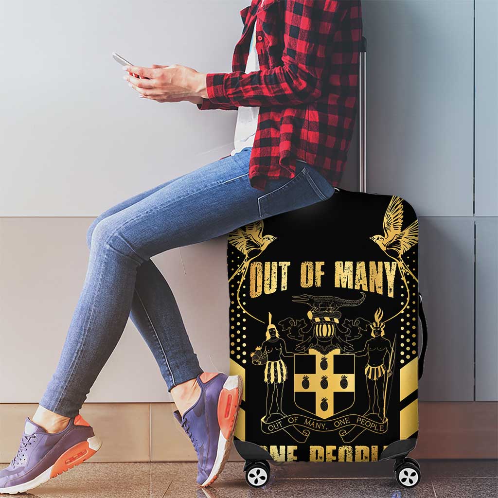 Jamaica Independence Day Luggage Cover Out Of Many One People Gold Color