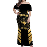 Jamaica Independence Day Off Shoulder Maxi Dress Out Of Many One People Gold Color
