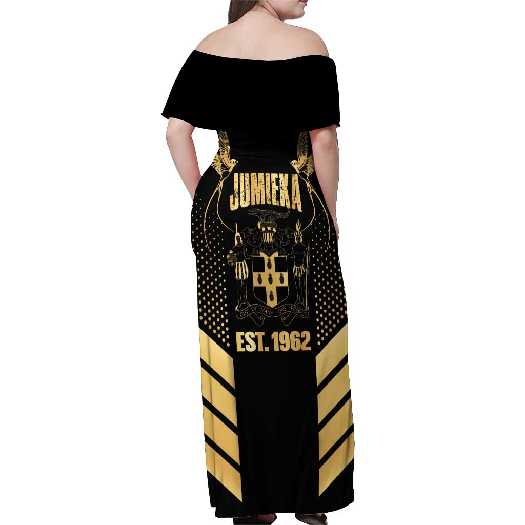 Jamaica Independence Day Off Shoulder Maxi Dress Out Of Many One People Gold Color