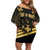 Jamaica Independence Day Off Shoulder Short Dress Out Of Many One People Gold Color