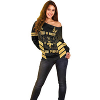 Jamaica Independence Day Off Shoulder Sweater Out Of Many One People Gold Color