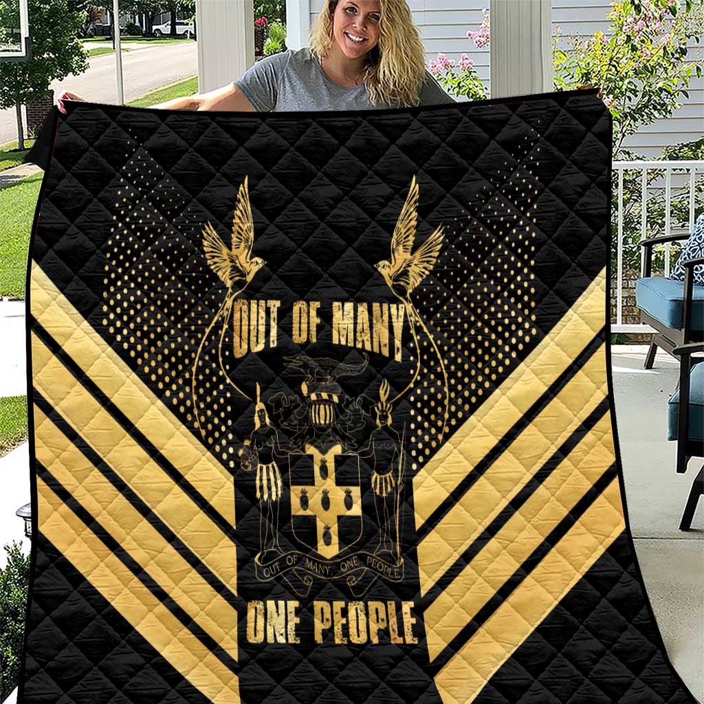 Jamaica Independence Day Quilt Out Of Many One People Gold Color