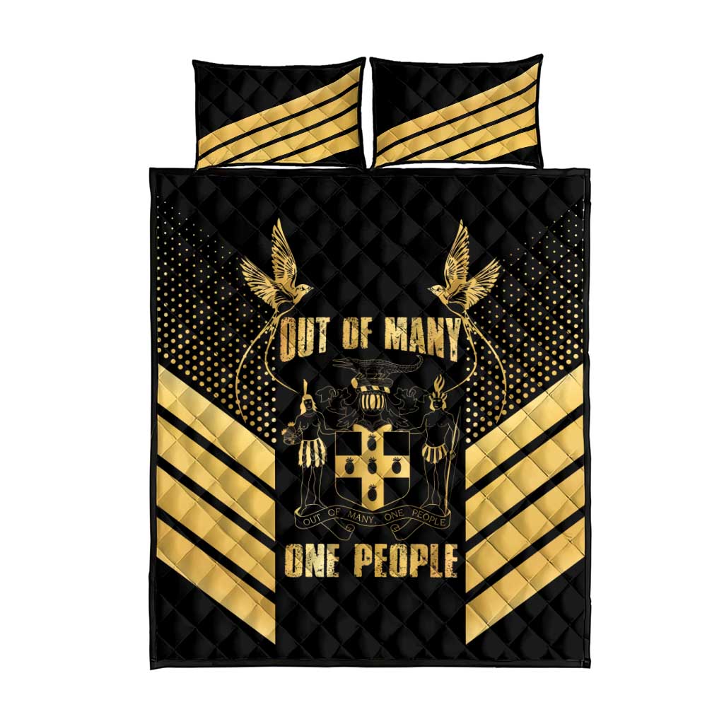 Jamaica Independence Day Quilt Bed Set Out Of Many One People Gold Color