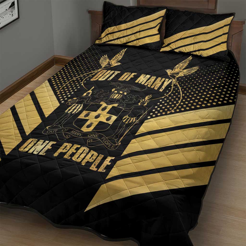 Jamaica Independence Day Quilt Bed Set Out Of Many One People Gold Color