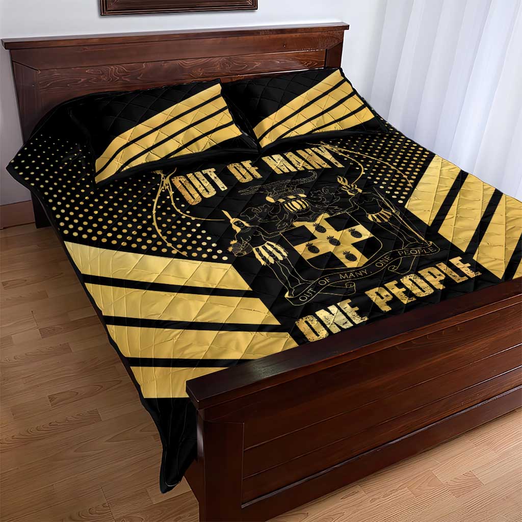 Jamaica Independence Day Quilt Bed Set Out Of Many One People Gold Color