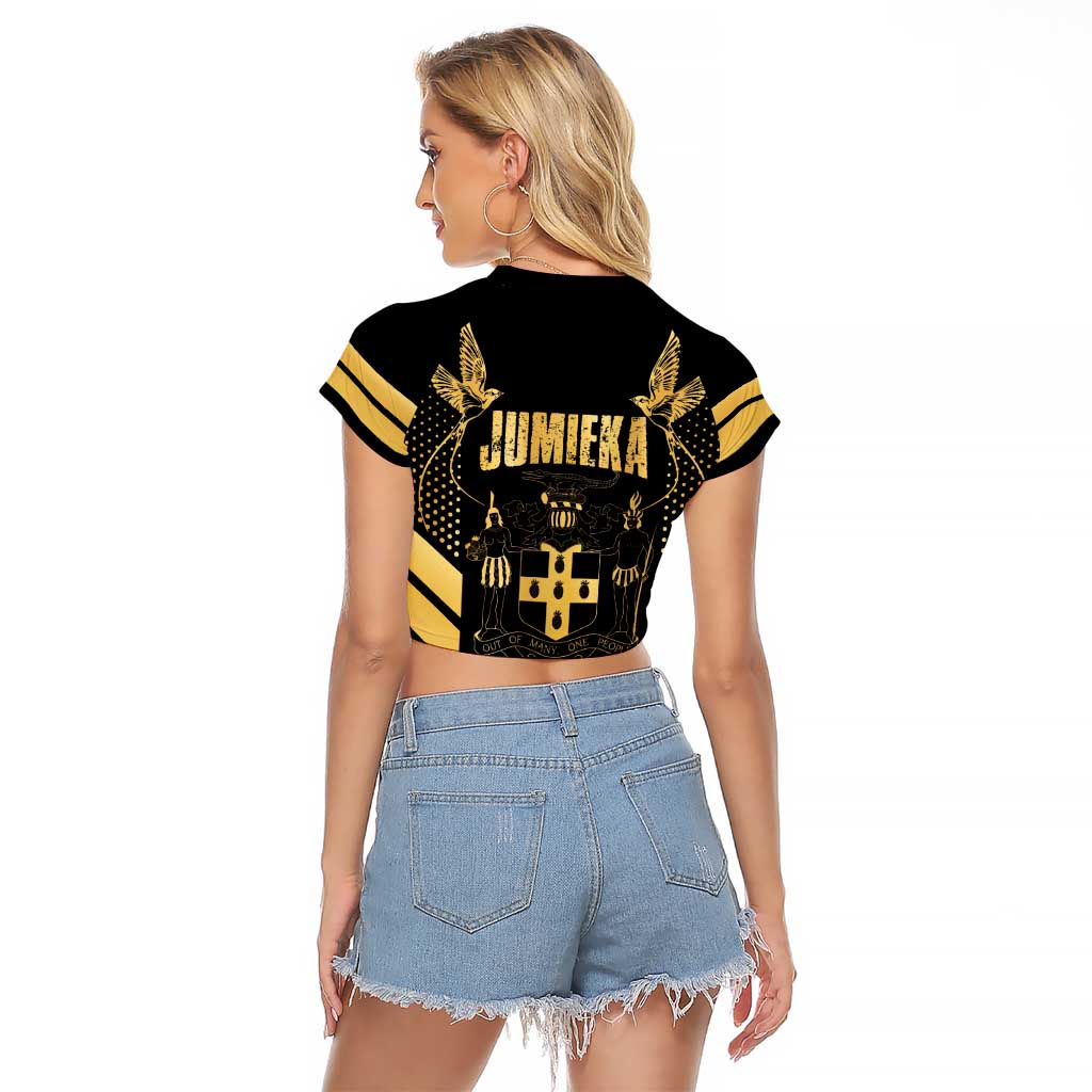 Jamaica Independence Day Raglan Cropped T Shirt Out Of Many One People Gold Color