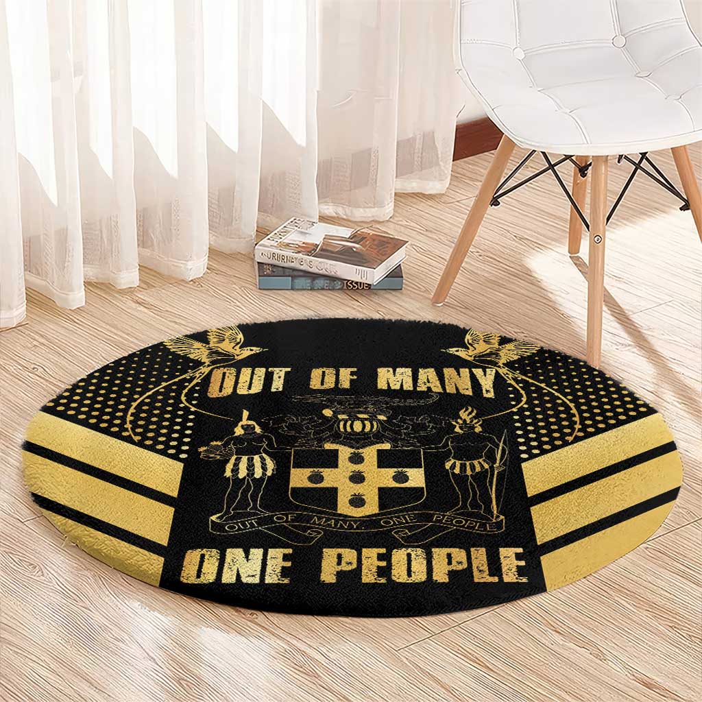 Jamaica Independence Day Round Carpet Out Of Many One People Gold Color