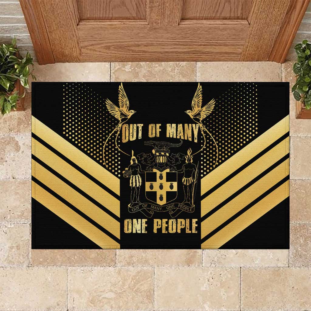 Jamaica Independence Day Rubber Doormat Out Of Many One People Gold Color