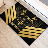 Jamaica Independence Day Rubber Doormat Out Of Many One People Gold Color
