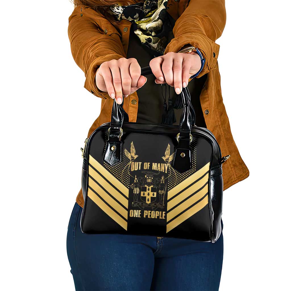 Jamaica Independence Day Shoulder Handbag Out Of Many One People Gold Color