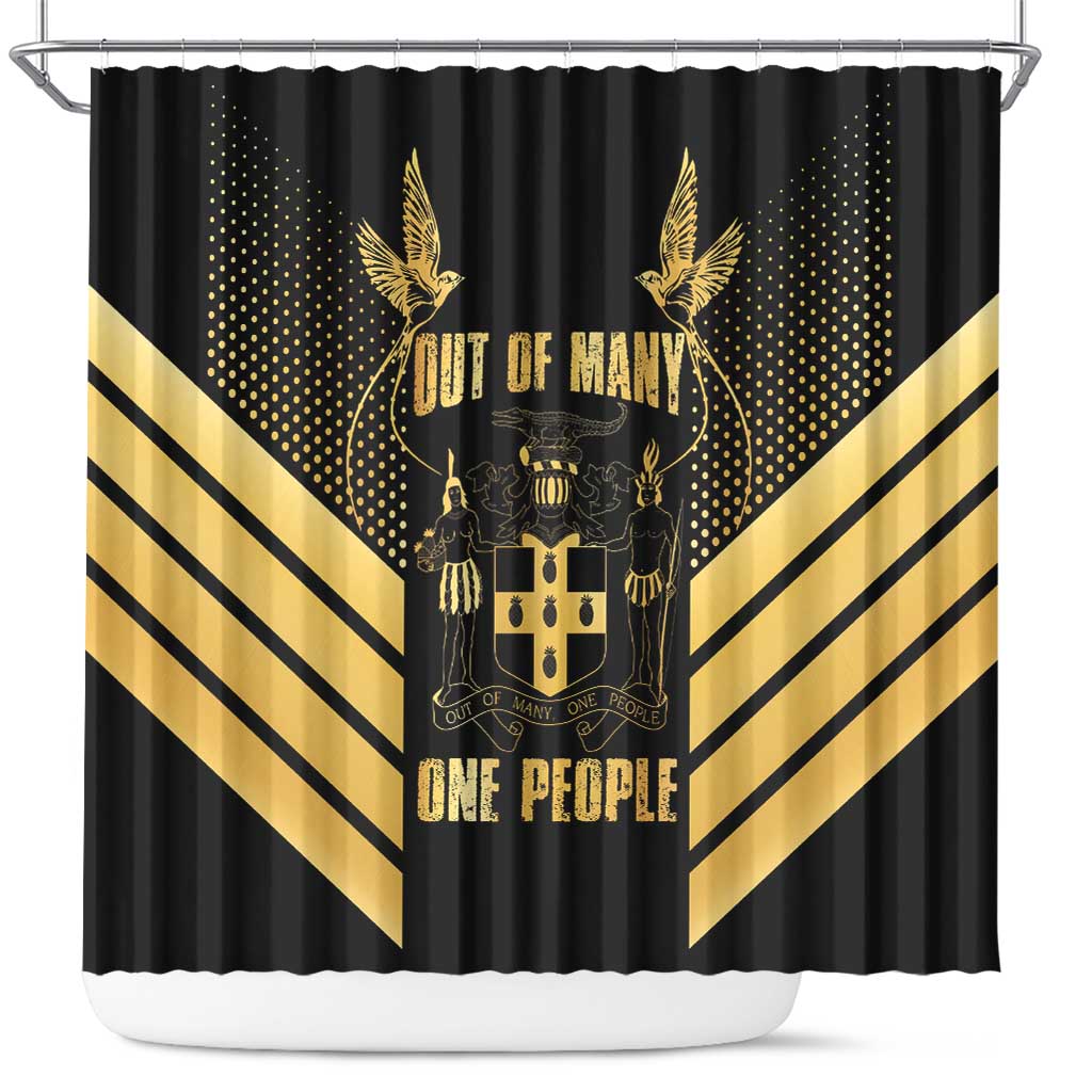 Jamaica Independence Day Shower Curtain Out Of Many One People Gold Color
