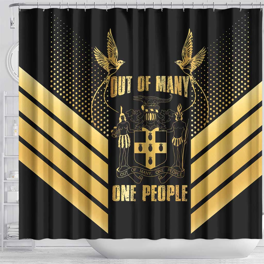 Jamaica Independence Day Shower Curtain Out Of Many One People Gold Color