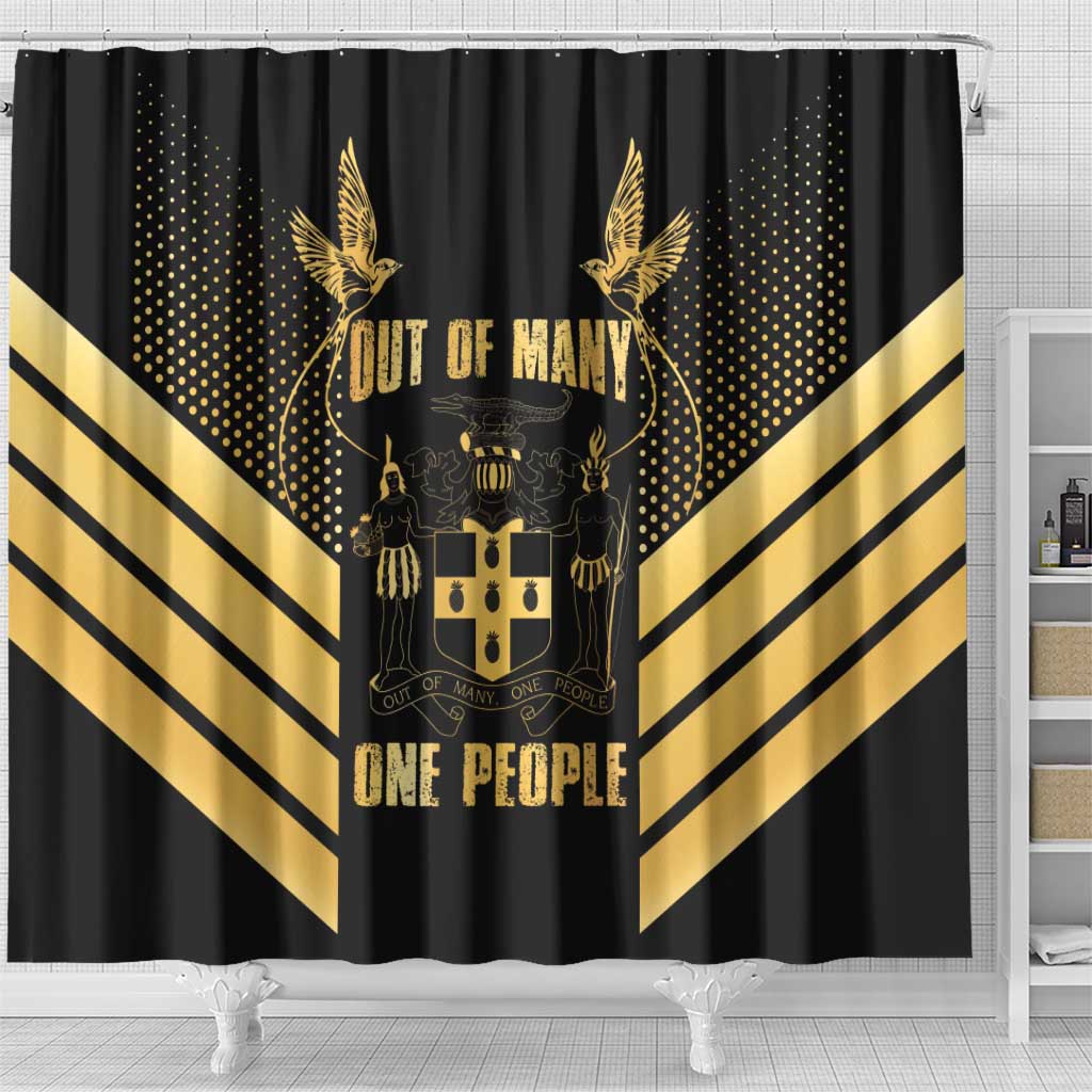 Jamaica Independence Day Shower Curtain Out Of Many One People Gold Color