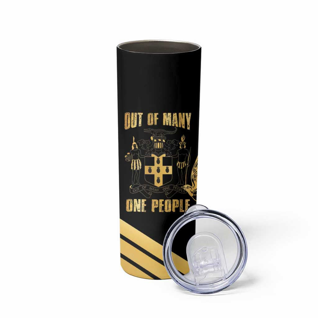 Jamaica Independence Day Skinny Tumbler Out Of Many One People Gold Color