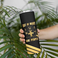 Jamaica Independence Day Skinny Tumbler Out Of Many One People Gold Color