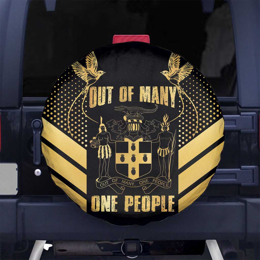 Jamaica Independence Day Spare Tire Cover Out Of Many One People Gold Color