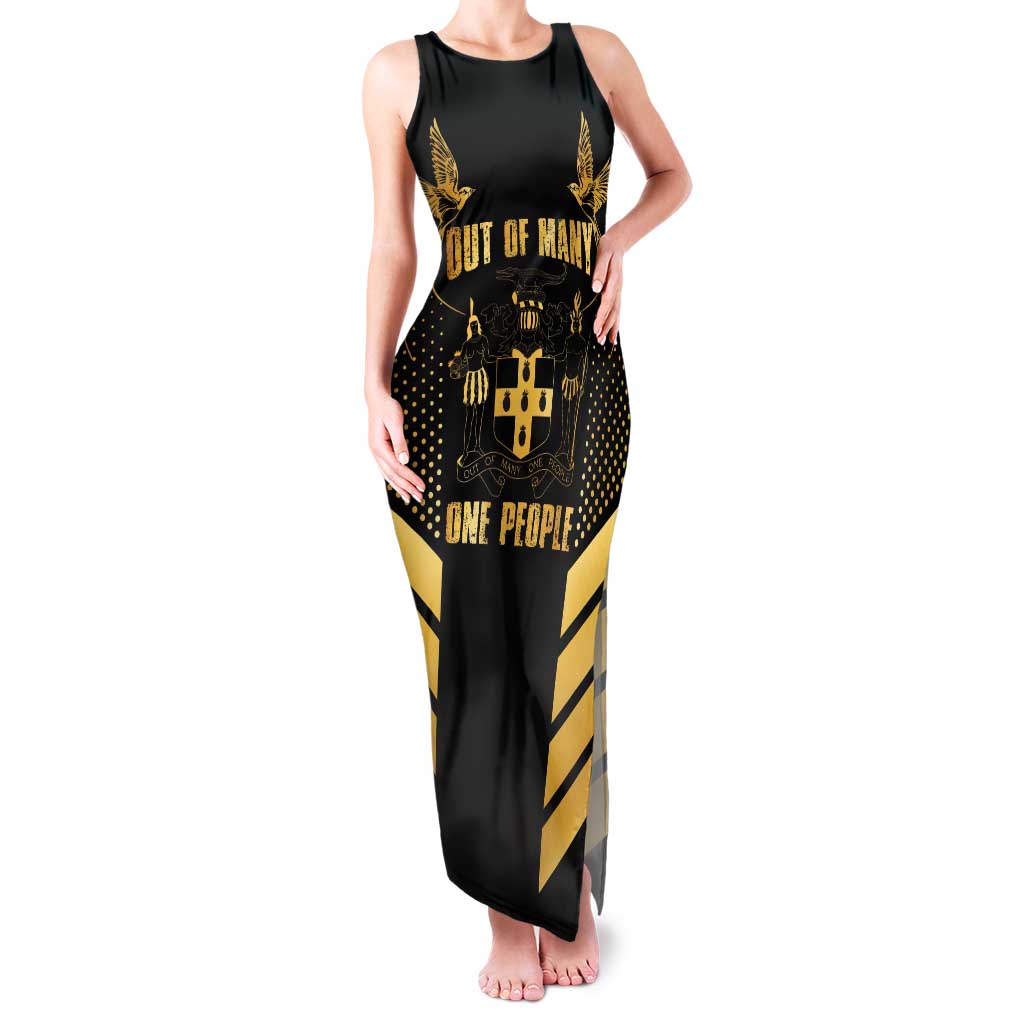 Jamaica Independence Day Tank Maxi Dress Out Of Many One People Gold Color
