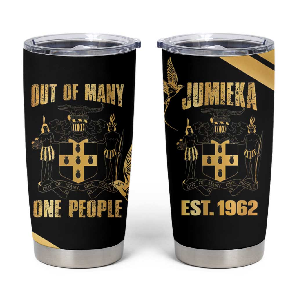 Jamaica Independence Day Tumbler Cup Out Of Many One People Gold Color