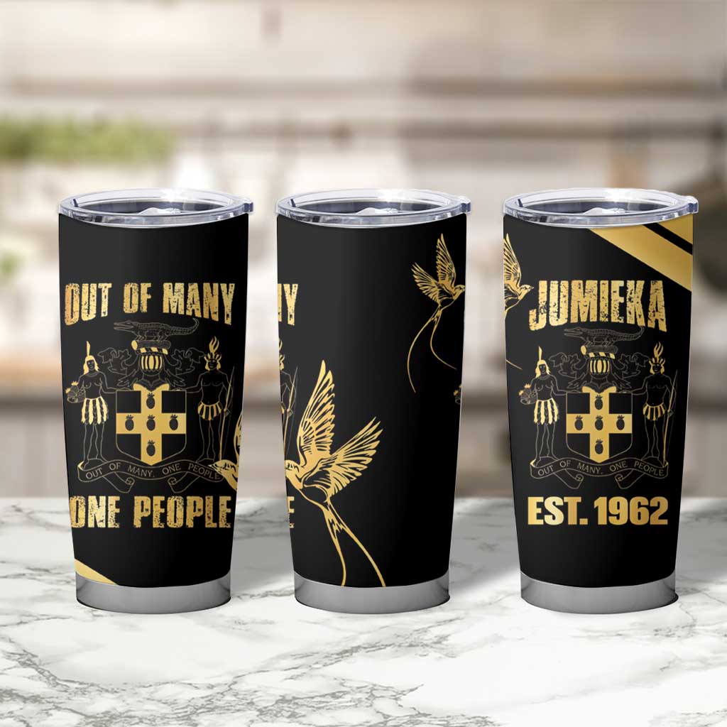 Jamaica Independence Day Tumbler Cup Out Of Many One People Gold Color