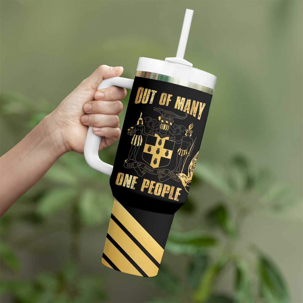 Jamaica Independence Day Tumbler With Handle Out Of Many One People Gold Color