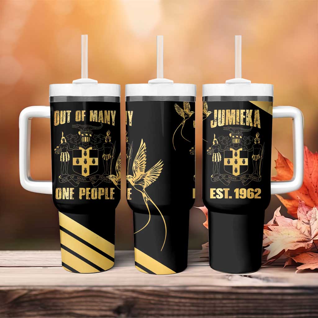 Jamaica Independence Day Tumbler With Handle Out Of Many One People Gold Color